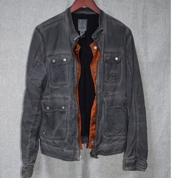 Diesel Gray 100% Cotton Utility Moto Jacket Size Large - Picture 1 of 4